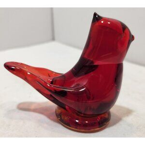 Vintage Leo Ward 1991 Signed Art Glass Red Cardinal of Love Glass Bird Figurine